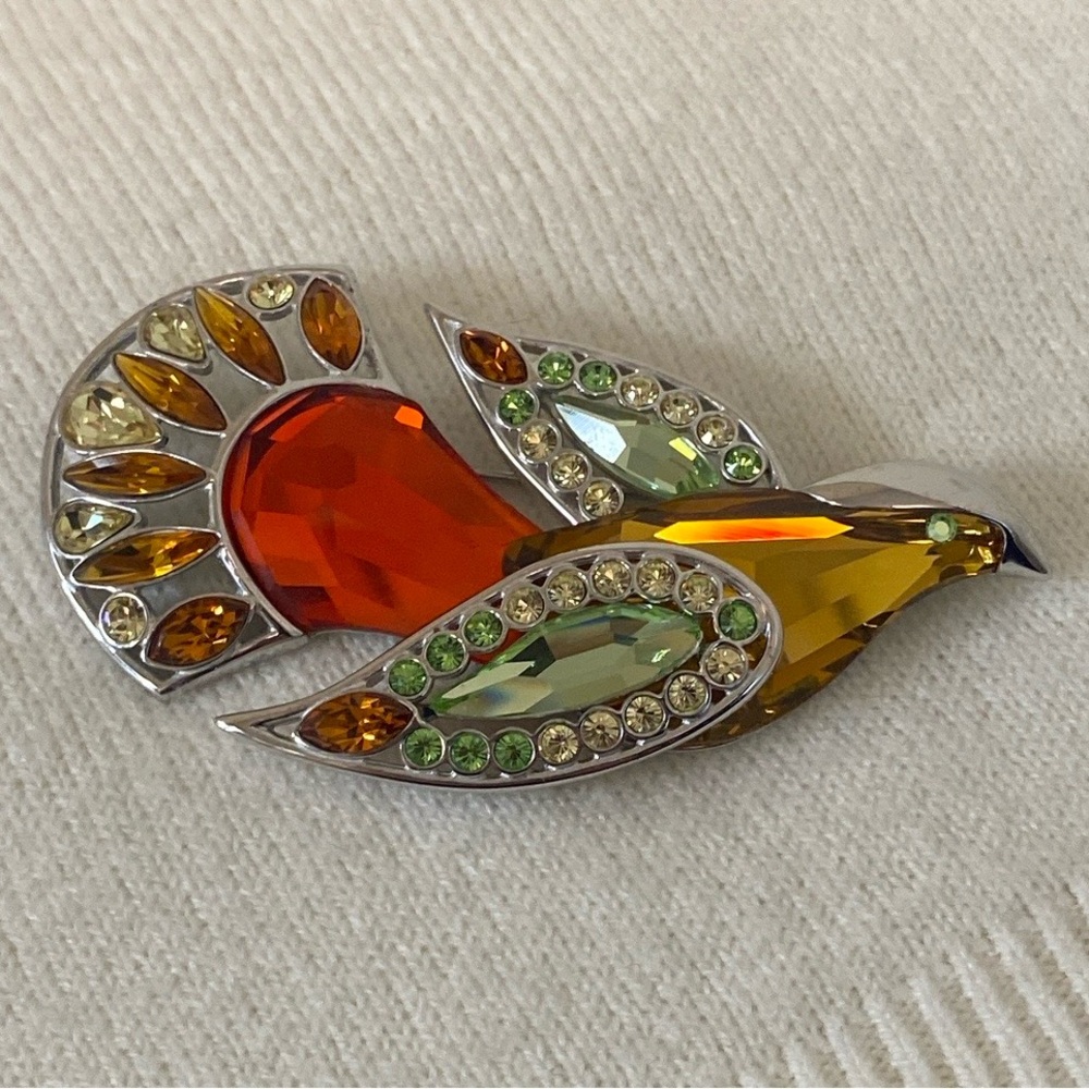 Vintage Swarovski Sterling Crystal Bamoa Sun Bird Brooch